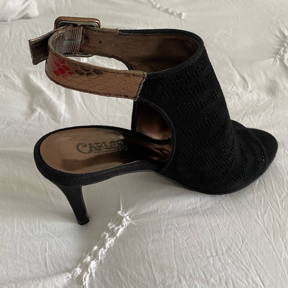 Carlos Santana Women's Ankle Strap Open Toe Black Suede High Heels - Size 6. - Picture 7 of 12